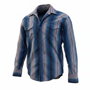 Men's Wrangler Blue Striped Pear Snap Button-Up Shirt 16-34
